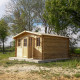 Gartenhaus aus Massivholz 398x398cm PLUS 28mm, vorbehandelt braun getönt Gardy Shelter