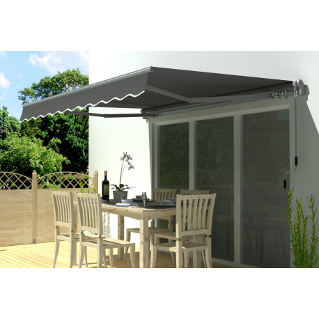 Manuelle Markise 295x200cm EASY mit grauem Tuch aus Polyester - X-METAL