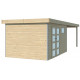 Gartenhaus Kasuko M 11,36m² + 400cm Anbau aus 28mm Massivholz mit Alu-Eckprofilen mit Tür + 2 Fenstern - Gardenas