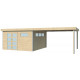 Gartenhaus Kasuko L 14,82m² + Anbau 400cm aus 28mm Massivholz mit Alu-Eckprofilen mit Tür + 2 Fenstern - Gardenas