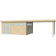 Gartenhaus Kasuko XL 14,31m² + Anbau 400cm aus 28mm Massivholz mit Alu-Eckprofilen mit Tür + 2 Fenstern - Gardenas