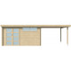 Modernes Gartenhaus Oregon 13,51m² + 300cm Anbau aus 28mm Massivholz mit Doppelglastür + Fenster - Gardenas