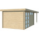 Modernes Gartenhaus Oregon 13,51m² + 300cm Anbau aus 28mm Massivholz mit Doppelglastür + Fenster - Gardenas