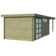Modernes Gartenhaus Oregon 16,4m² + 300cm Anbau aus 28mm behandeltem Holz mit Doppelglastür + Fenster - Gardenas