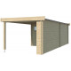 Gartenhaus Moderne 11,84m² + 400cm Anbau aus 44mm Massivholz mit Doppelglastür+2 Fenstern - Gardenas