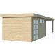 Gartenhaus Moderne 13,8m² + 400cm Anbau aus 44mm Massivholz mit Doppelglastür+2 Fenstern - Gardenas