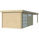 Gartenhaus Moderne 16,74m² + 400cm Anbau aus 44mm Massivholz mit Doppelglastür+2 Fenstern - Gardenas