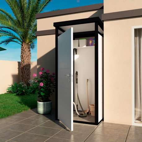 Modulares Gartenhaus isoliert 1x1m schwarze Profile - inkl. Fußboden - Everbox