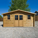 Gartenhaus aus Massivholz 398x398cm PLUS 28mm, vorbehandelt braun getönt Gardy Shelter