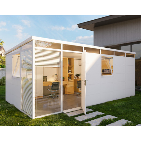 Modulares Gartenhaus isoliert 6x3m weiß - inkl. Fußboden - Everbox
