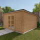 Gartenhaus mit Flachdach und Metallziegeln PENTY - 28mm Holzbohlen behandelt - Gardy Shelter