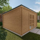 Gartenhaus mit Flachdach und Metallziegeln PENTY - 28mm Holzbohlen behandelt - Gardy Shelter