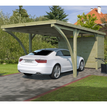 Carport mit Abstellraum Firenze 20,80m² aus druckimprägniertem Holz - Gardenas