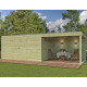 Gartenhaus Qube + Anbau 21,6m² aus 27mm druckimprägniertem Holz - Gardenas