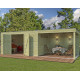 Gartenhaus Qube + Anbau 21,6m² aus 27mm druckimprägniertem Holz - Gardenas