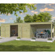 Gartenhaus Qube + Anbau 24,3m² aus 27mm druckimprägniertem Holz - Gardenas