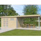 Gartenhaus Kasuko L 14,82m² + Anbau 400cm aus 28mm Massivholz mit Alu-Eckprofilen mit Tür + 2 Fenstern - Gardenas