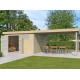 Gartenhaus Kasuko L 14,82m² + Anbau 400cm aus 28mm Massivholz mit Alu-Eckprofilen mit Tür + 2 Fenstern - Gardenas