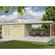 Gartenhaus Kasuko XL 14,31m² + Anbau 400cm aus 28mm Massivholz mit Alu-Eckprofilen mit Tür + 2 Fenstern - Gardenas
