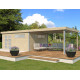 Gartenhaus Kasuko XXL 18,67m² + Anbau aus 28mm Massivholz mit Alu-Eckenprofilen + Tür und 2 Fenstern - Gardenas