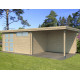 Modernes Gartenhaus Oregon 13,51m² + 300cm Anbau aus 28mm Massivholz mit Doppelglastür + Fenster - Gardenas