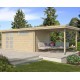 Modernes Gartenhaus Oregon 16,4m² + 300cm Anbau aus 28mm Massivholz mit Doppelglastür + Fenster - Gardenas
