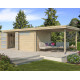 Modernes Gartenhaus Oregon 16,4m² + 300cm Anbau aus 28mm Massivholz mit Doppelglastür + Fenster - Gardenas