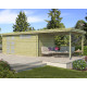 Modernes Gartenhaus Oregon 16,4m² + 300cm Anbau aus 28mm behandeltem Holz mit Doppelglastür + Fenster - Gardenas