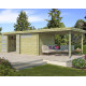 Modernes Gartenhaus Oregon 16,4m² + 300cm Anbau aus 28mm behandeltem Holz mit Doppelglastür + Fenster - Gardenas