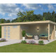 Gartenhaus Moderne 11,84m² + 400cm Anbau aus 44mm Massivholz mit Doppelglastür+2 Fenstern - Gardenas