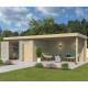 Gartenhaus Moderne 11,84m² + 400cm Anbau aus 44mm Massivholz mit Doppelglastür+2 Fenstern - Gardenas