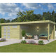 Gartenhaus Moderne 11,84m² + 400cm Anbau aus 44mm behandeltem Holz mit Doppelglastür+2 Fenstern - Gardenas