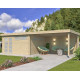 Gartenhaus Moderne 17,39m² + 400cm Anbau aus 44mm Massivholz mit Doppelglastür+2 Fenstern - Gardenas