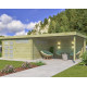 Gartenhaus Moderne 17,39m² + 400cm Anbau aus 44mm behandeltem Holz mit Doppelglastür+2 Fenstern - Gardenas