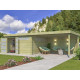 Gartenhaus Moderne 17,39m² + 400cm Anbau aus 44mm behandeltem Holz mit Doppelglastür+2 Fenstern - Gardenas