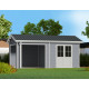 Gartenhaus aus WPC mit Terrasse 28mm hellgrau 15m² PREMIUM - Woodlife Garden