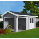 Gartenhaus aus WPC mit Terrasse 28mm hellgrau 15m² PREMIUM - Woodlife Garden