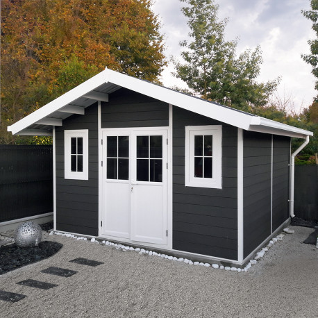 Gartenhaus aus WPC 28mm, anthrazit, 384x384cm PREMIUM - Woodlife Garden