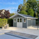 Gartenhaus aus WPC 28mm, hellgrau, 384x384cm PREMIUM - Woodlife Garden