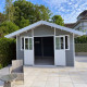 Gartenhaus aus WPC 28mm, hellgrau, 384x384cm PREMIUM - Woodlife Garden