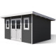 Gartenhaus aus WPC 28mm, anthrazit, 386x292cm PREMIUM Pultdach - Woodlife Garden