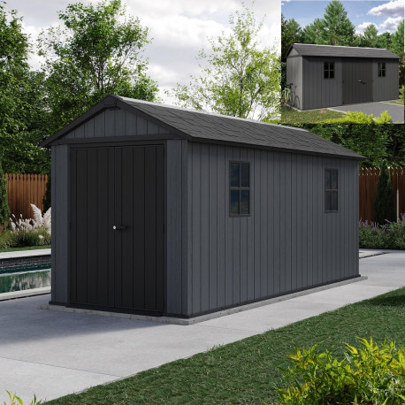 Gartenhaus aus Kunststoff 9,89m² Newton 7515 anthrazitgrau + Fußboden - Keter