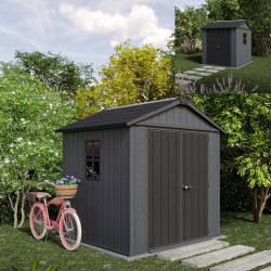 Gartenhaus aus Kunststoff 4,59m² Newton 757 anthrazitgrau + Fußboden - Keter