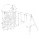 Spielplatz aus thermobehandeltem Holz MAMMOUTH mit 2 Schaukeln, 1 Trapez und 1 Rutsche - Abracadaprout