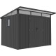 Gartenhaus aus verzinktem Stahl Kosto mit Pultdach dunkelgrau 5,71m² + Verankerungskit X-Metal