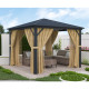Pavillon 300x300cm aus anthrazitem Alu und Polycarbonat - X-METAL