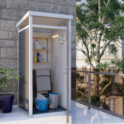 Modulares Gartenhaus isoliert 1x1m anthrazit mit weißen Profilen - inkl. Fußboden - Everbox
