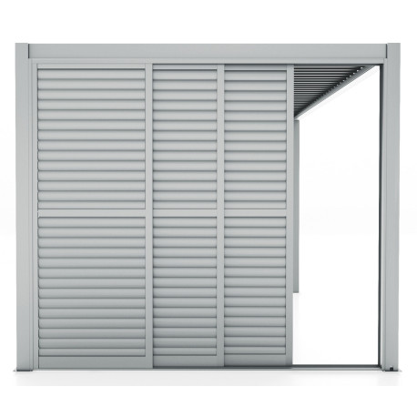Komplette Wand aus 3 Schiebepaneelen mit verstellbaren Lamellen - 400cm - hellgrau - X-METAL