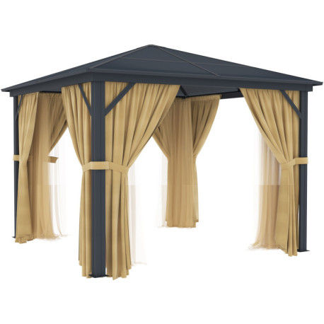 Vorhänge für Pavillon 300x300cm aus anthrazitem Alu und Polycarbonat - X-METAL