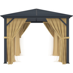 Vorhänge für Pavillon 300x395cm aus anthrazitem Alu und Polycarbonat - X-METAL